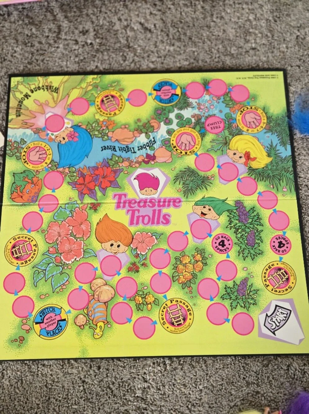 Vintage 1992 Treasure Trolls Search for the Wishstones Board Game 100% Complete